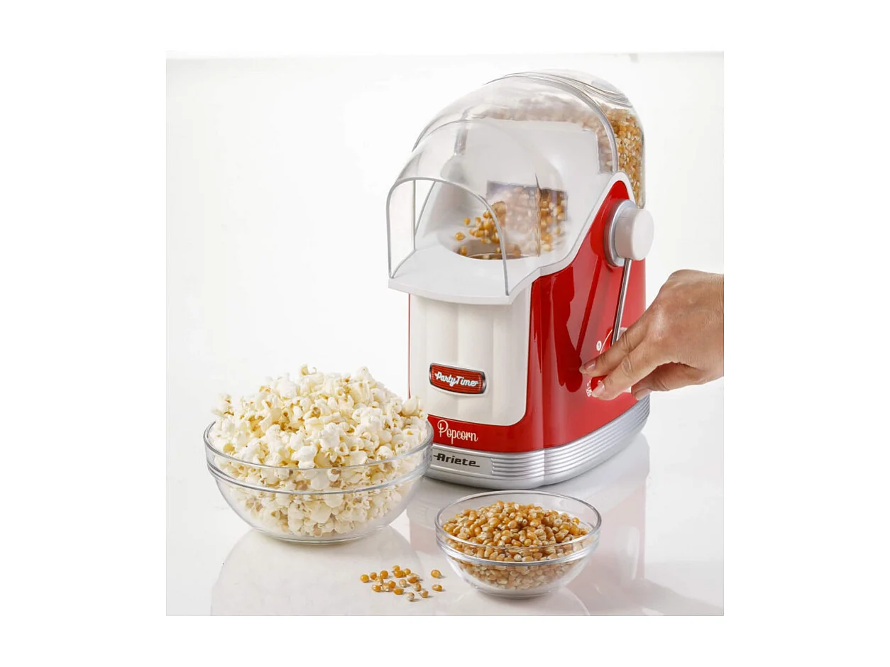 Macchina per Popcorn con Leva - 1100W - 600g Capacità - Cottura Senza Grassi - Rosso