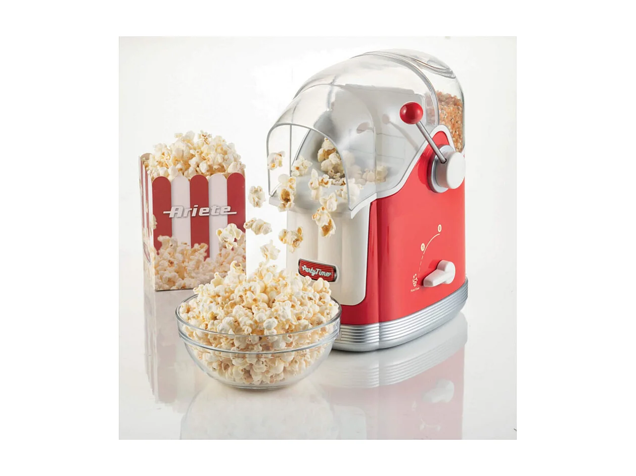 Macchina per Popcorn con Leva - 1100W - 600g Capacità - Cottura Senza Grassi - Rosso