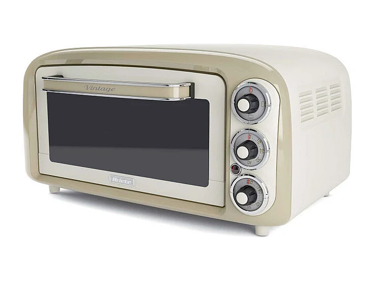 Forno Elettrico 18L - Pizza 30cm, Doppio Vetro, 1380W, Design Vintage - Beige