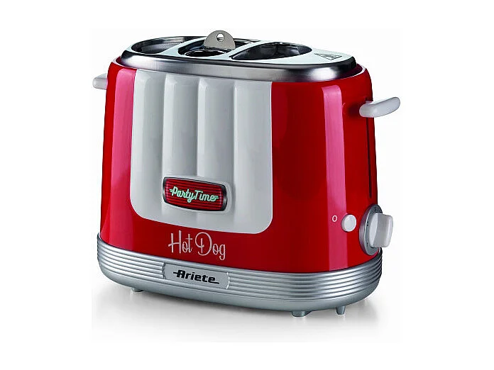 Macchina per Hot Dog 650W, 4 spazi di cottura, 5 livelli di cottura, espulsione automatica - Rosso