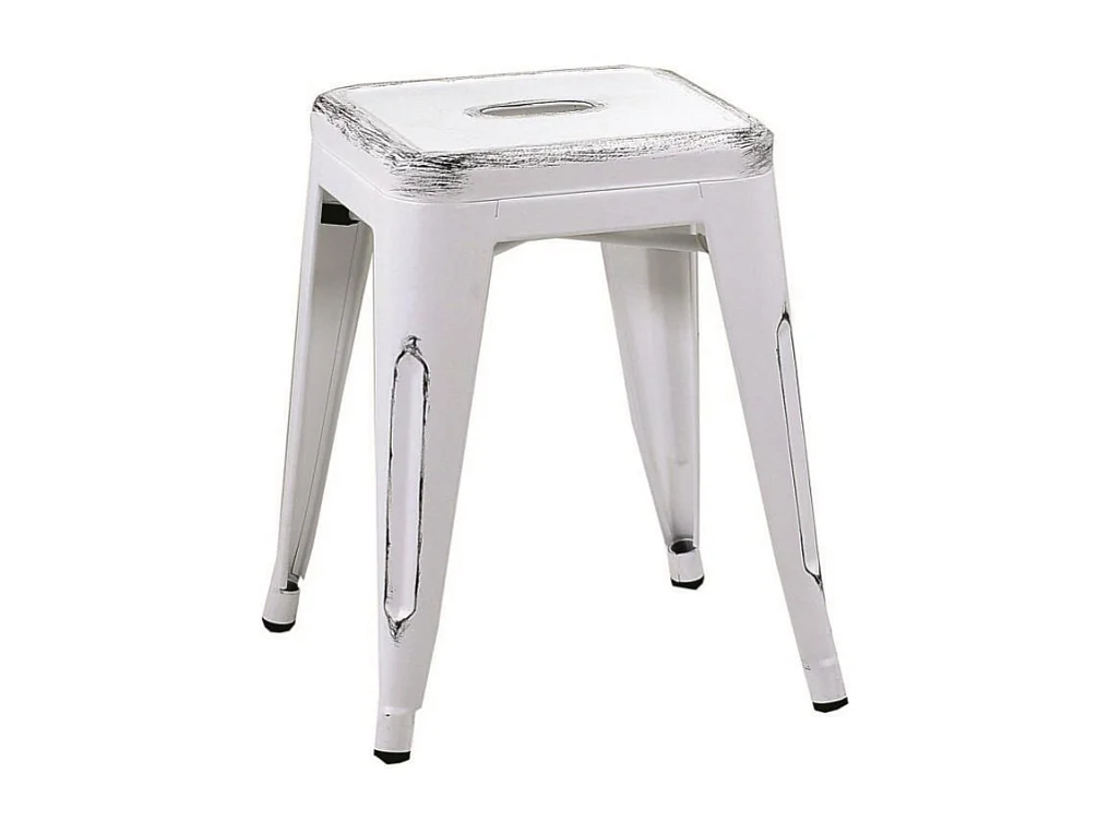 Sgabello ferro bristol bianco antico cm 39x39h45