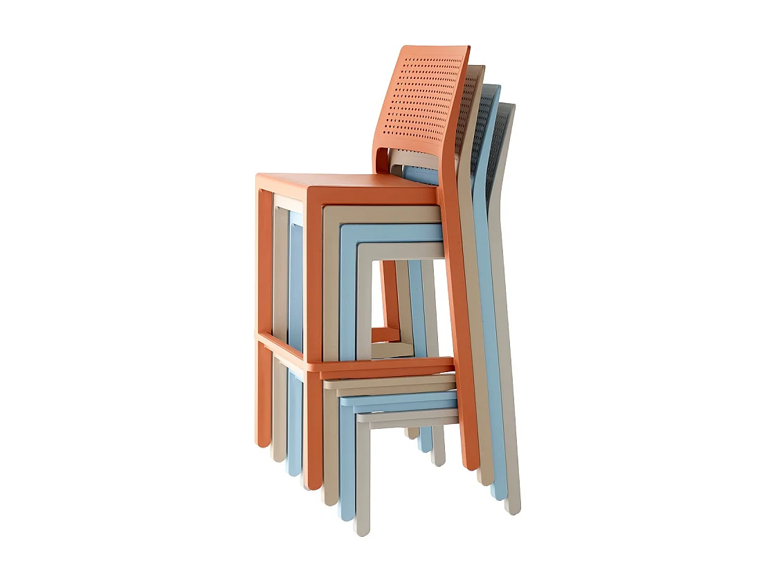 SET 4 SGABELLI EMI TECNOPOLIMERO HT 75CM SCAB DESIGN - Azzurro 62