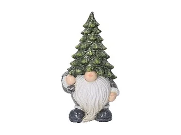 Gnomo resina led albero oro cm 11x10h21