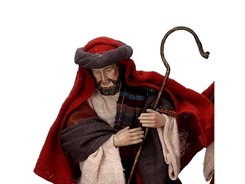 Presepe tessuto set 9pz rosso cmh25,5