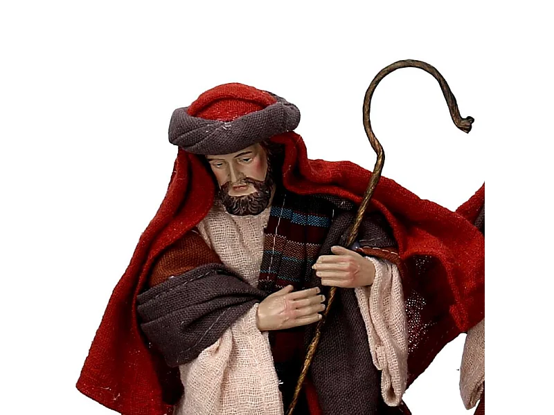 Presepe tessuto set 9pz rosso cmh25,5