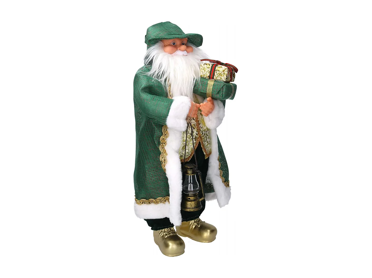 Babbo natale tessuto oro verde cm 27x14h60