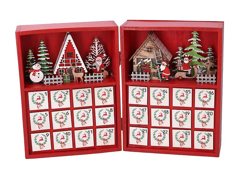 Calendario legno led rosso cm 36x6h24