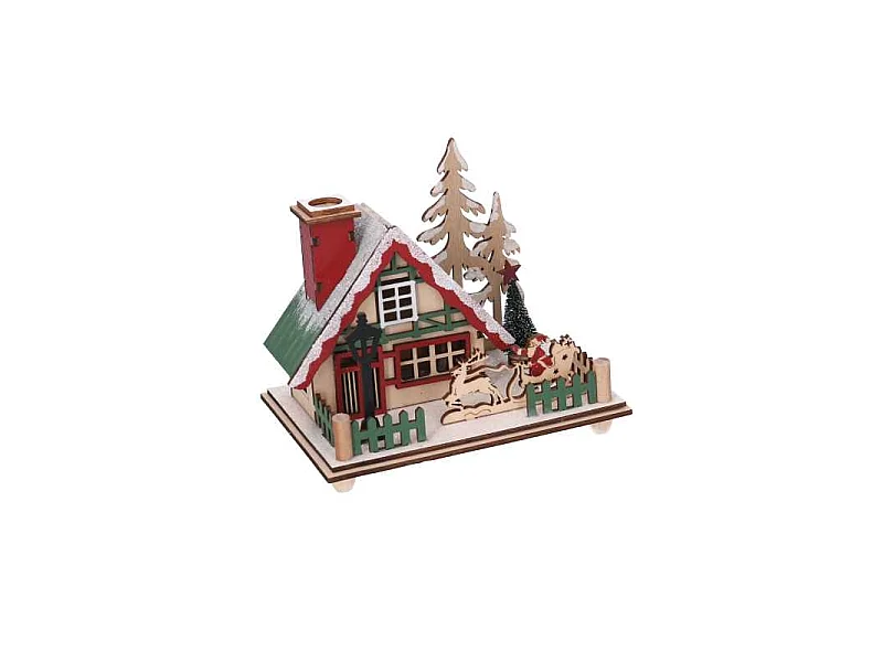 Casetta legno led naturale cm 14x10h12,5