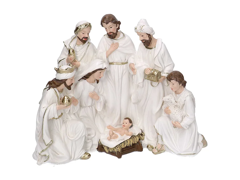 Presepe resina bianco cm 23x12,5h19,5