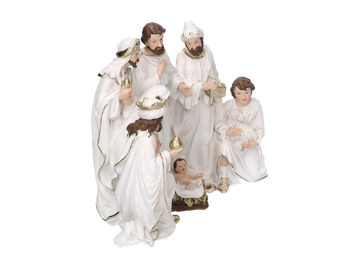 Presepe resina bianco cm 23x12,5h19,5
