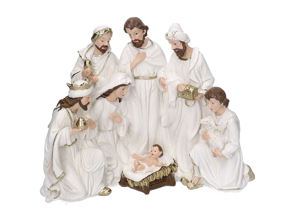 Presepe resina bianco cm 23x12,5h19,5