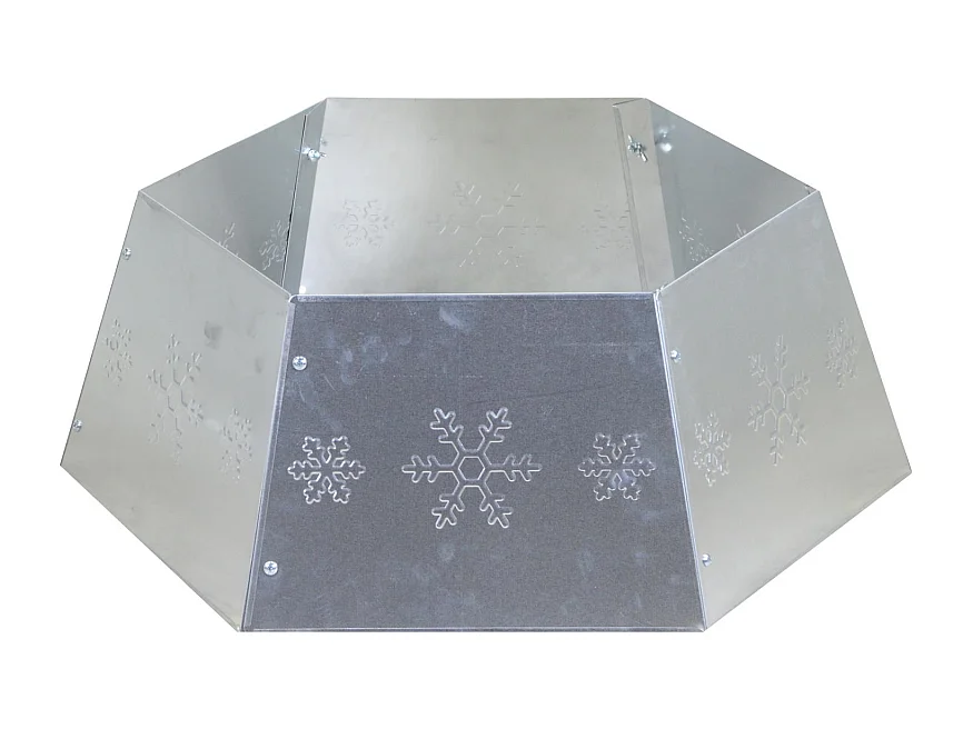 Copribase albero metallo pieghevole argento esagonale cm ø68h25