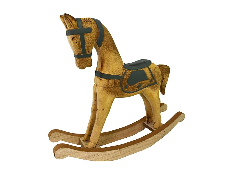 Cavallo a dondolo legno verde acqua marrone cm 26,5x6,5h22