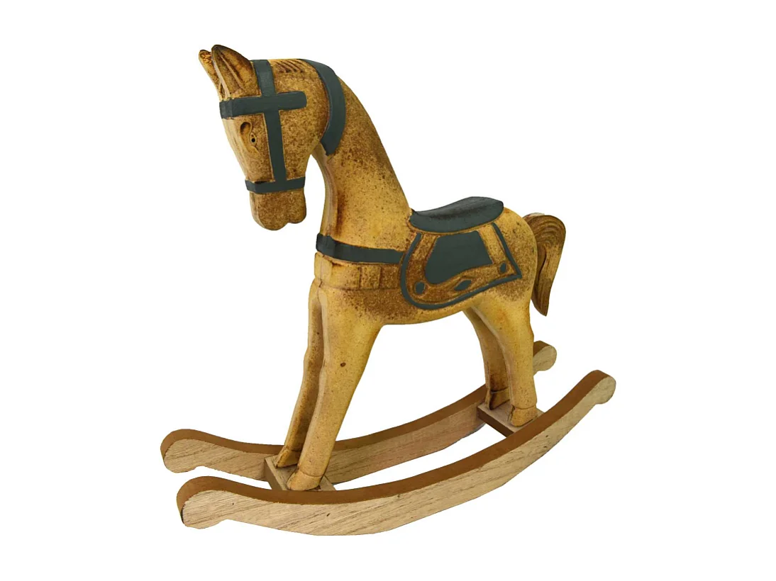 Cavallo a dondolo legno verde acqua marrone cm 26,5x6,5h22