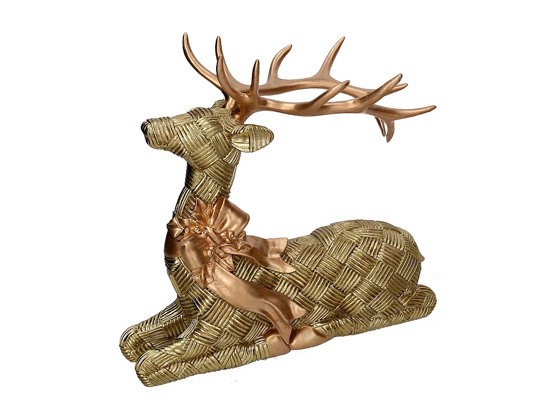 Renna resina seduta oro cm 24,8x12,5h24,6