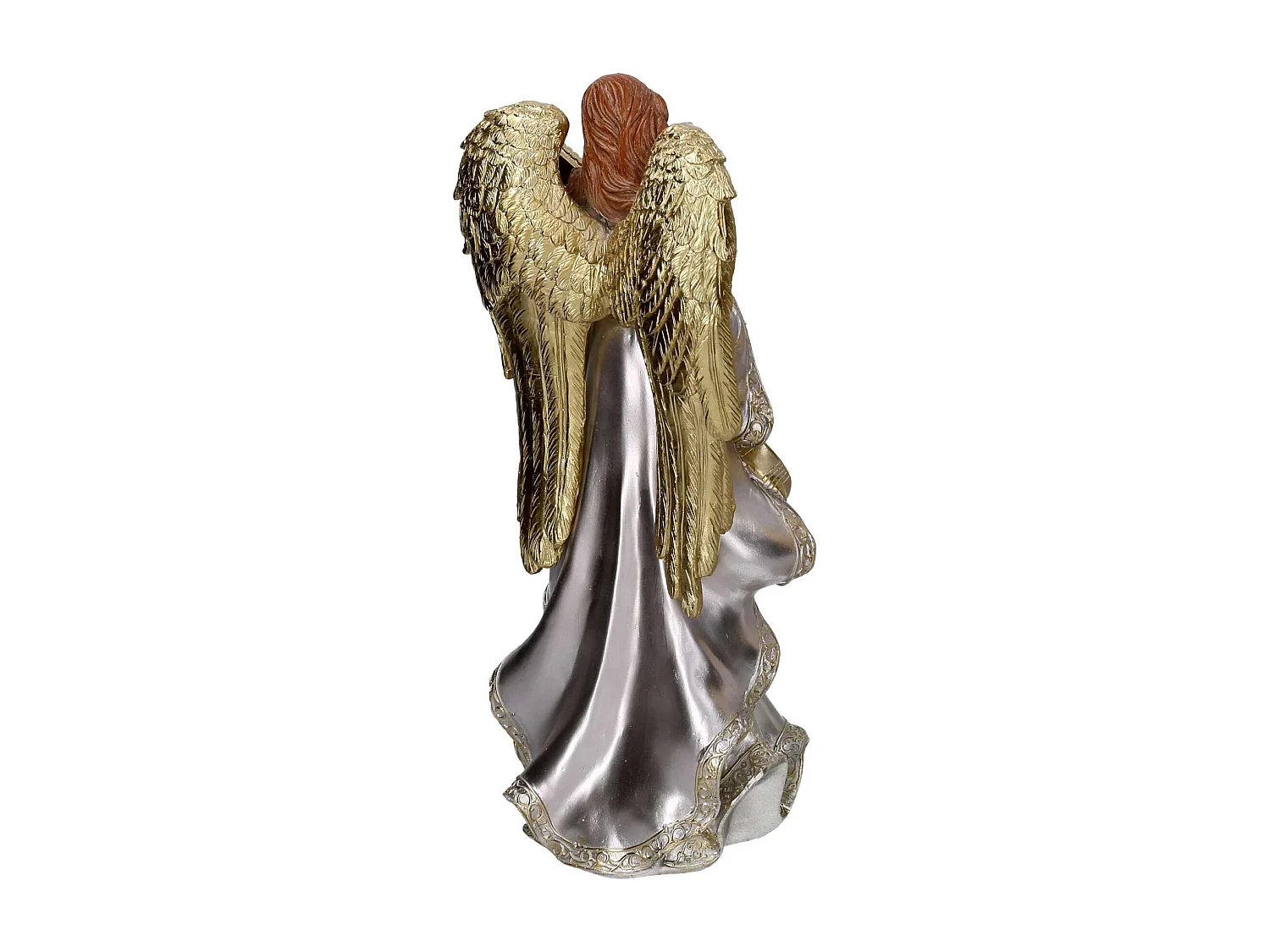 Angelo resina con arpa oro cm 18,8x15h37,8