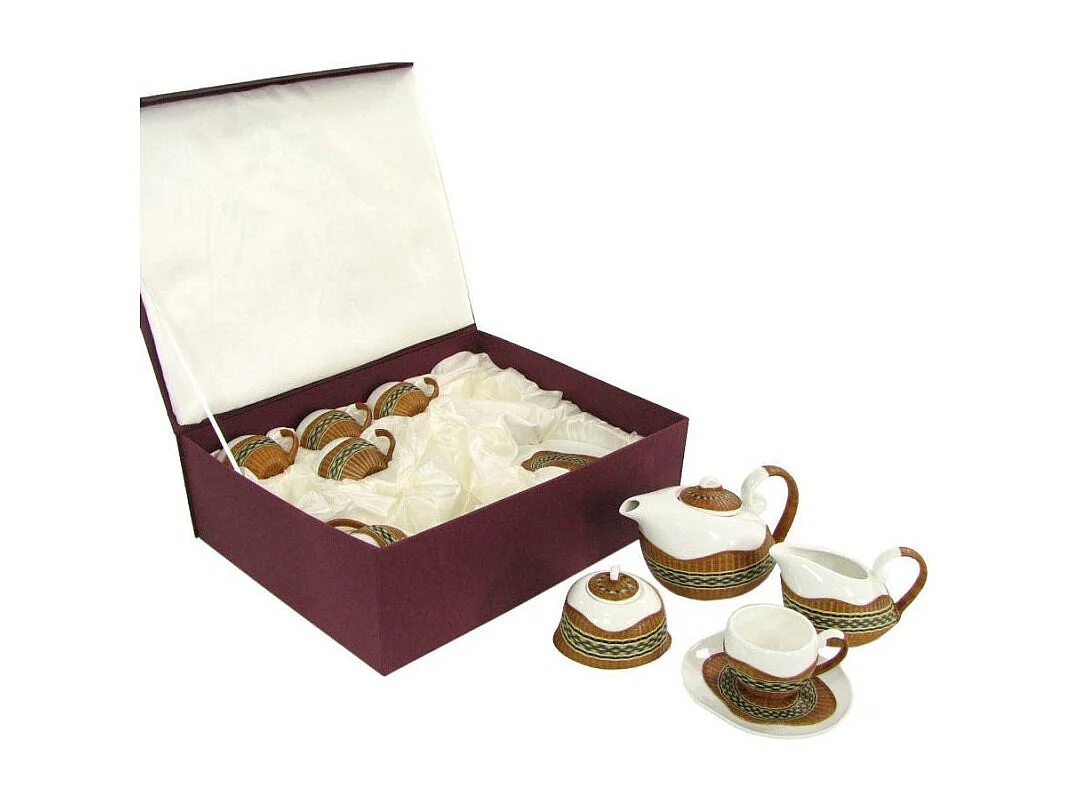 Tazza the con teiera e lattiera 9 pezzidecoro bambù noce