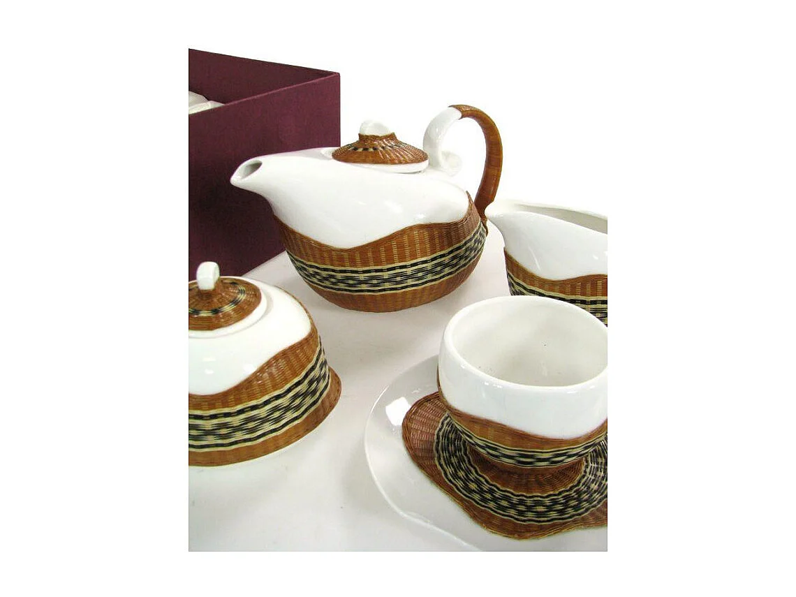 Tazza the con teiera e lattiera 9 pezzidecoro bambù noce