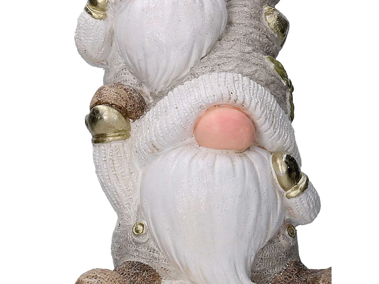 Gnomo resina su sfera grigio con led cm 24,7x23h56