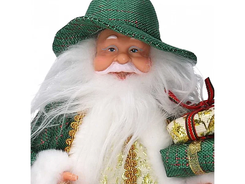 Babbo natale tessuto oro verde cm 18x8h30
