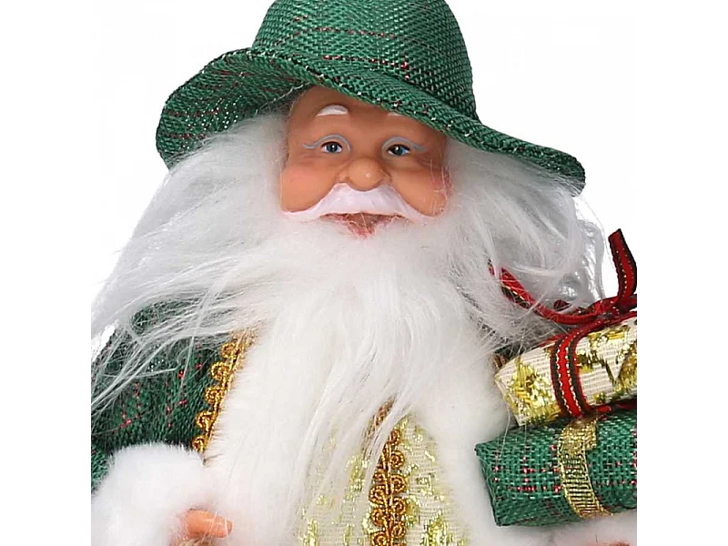 Babbo natale tessuto oro verde cm 18x8h30