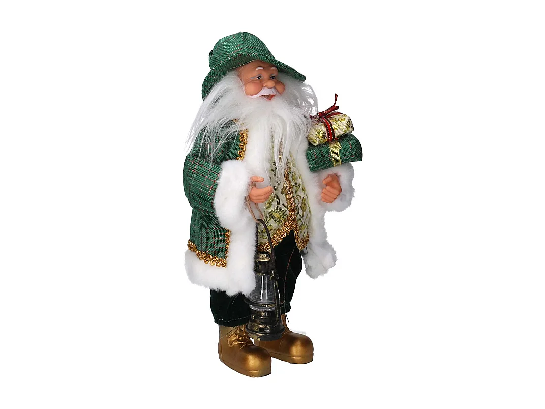 Babbo natale tessuto oro verde cm 18x8h30