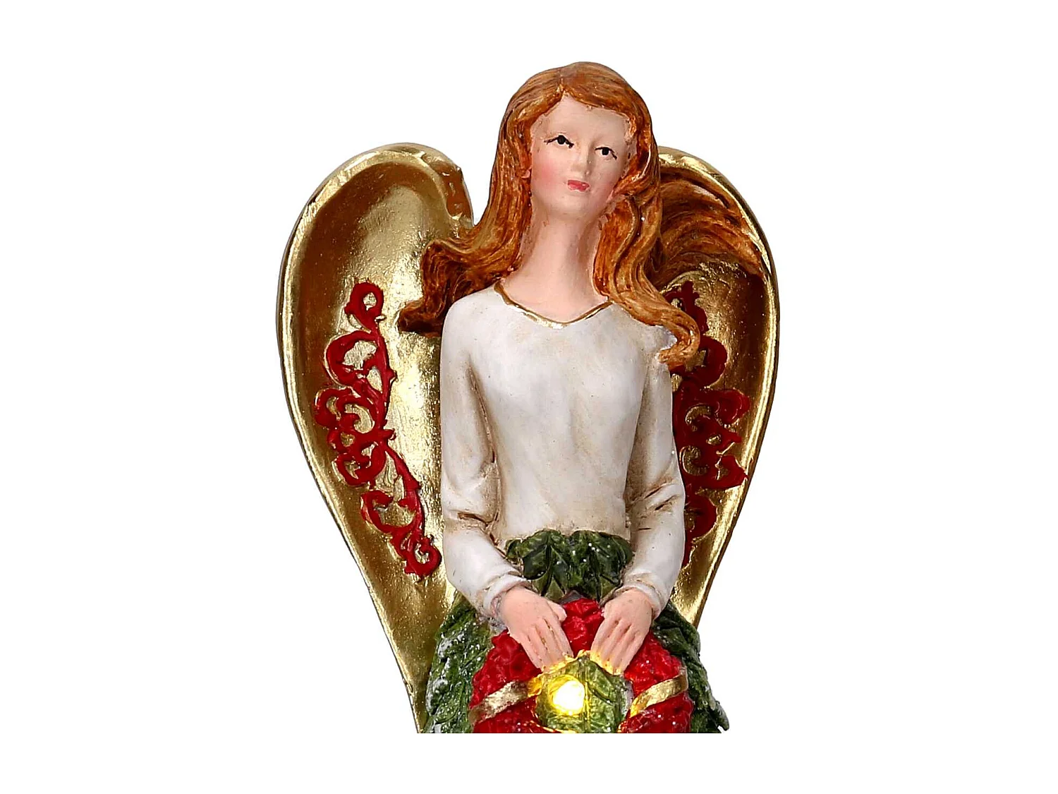 Angelo resina verde con led cm 15,5x11,5h29