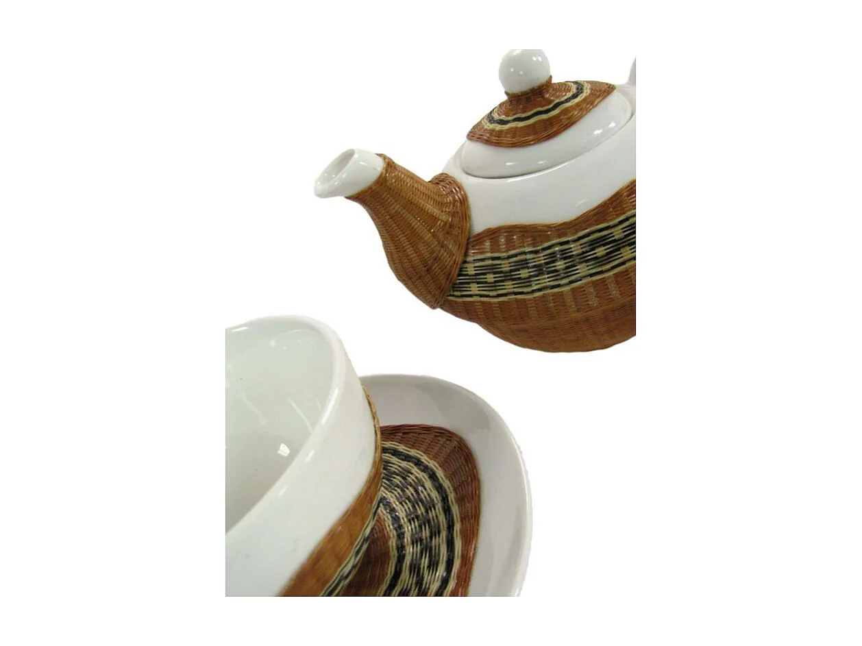 Teiera con tazza decoro bambù noce tazza e teiera