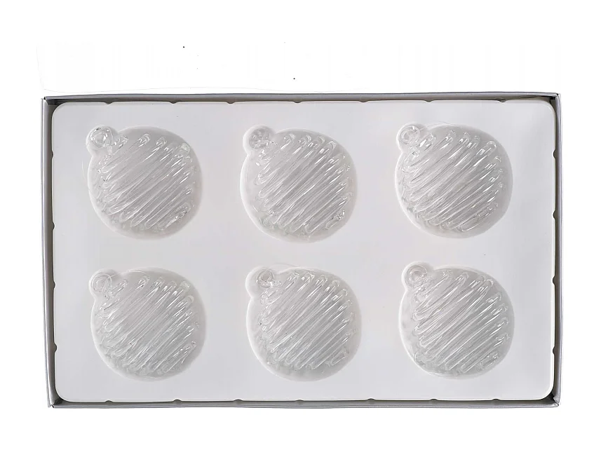 Sfera vetro spirale confezione 6pz trasparente cm 25x15h2,5