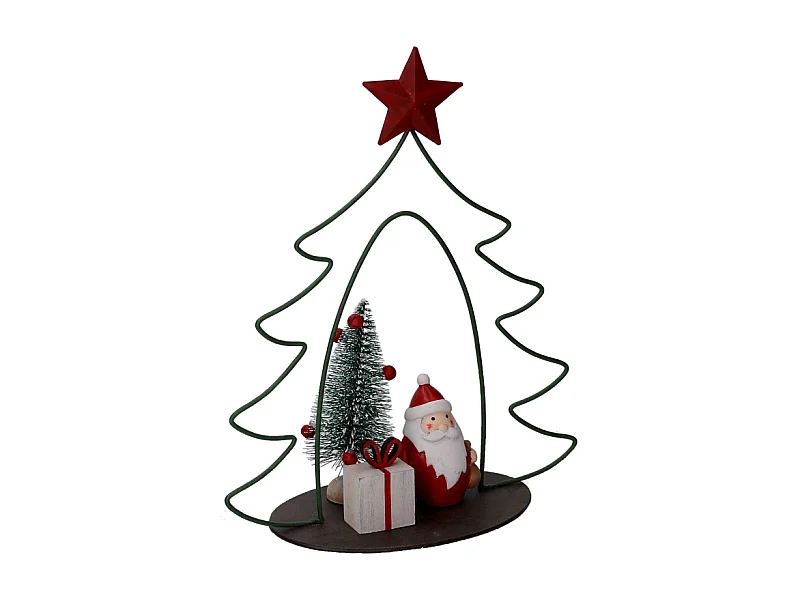 Albero metallo con babbo natale resina rosso cm 21x9,5h25,5