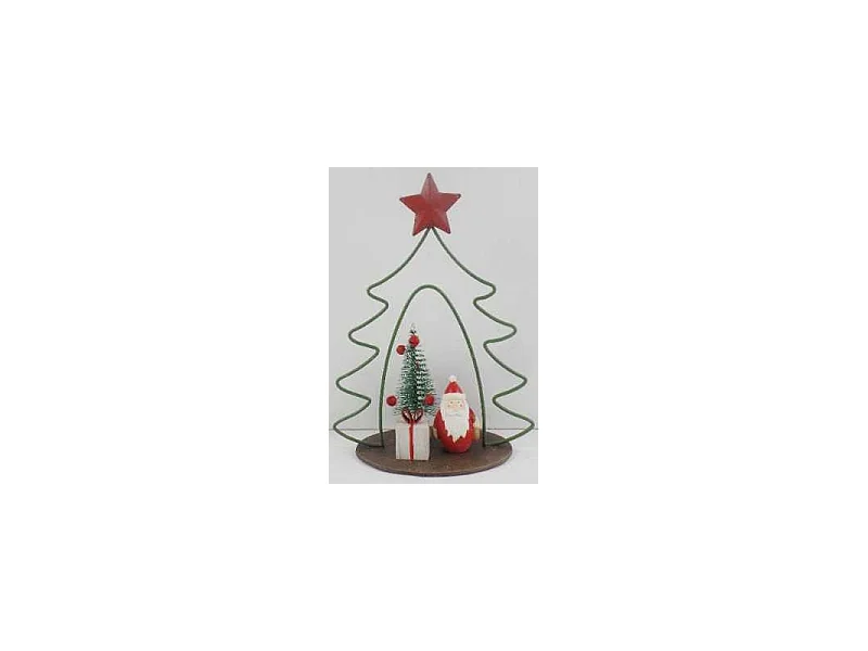 Albero metallo con babbo natale resina rosso cm 21x9,5h25,5