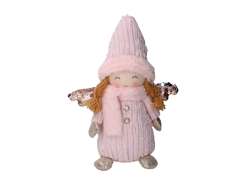 Angelo tessuto rosa seduto cm 24x12h30