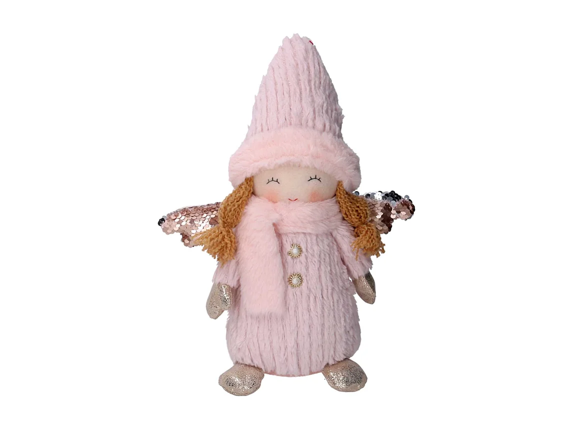 Angelo tessuto rosa seduto cm 24x12h30