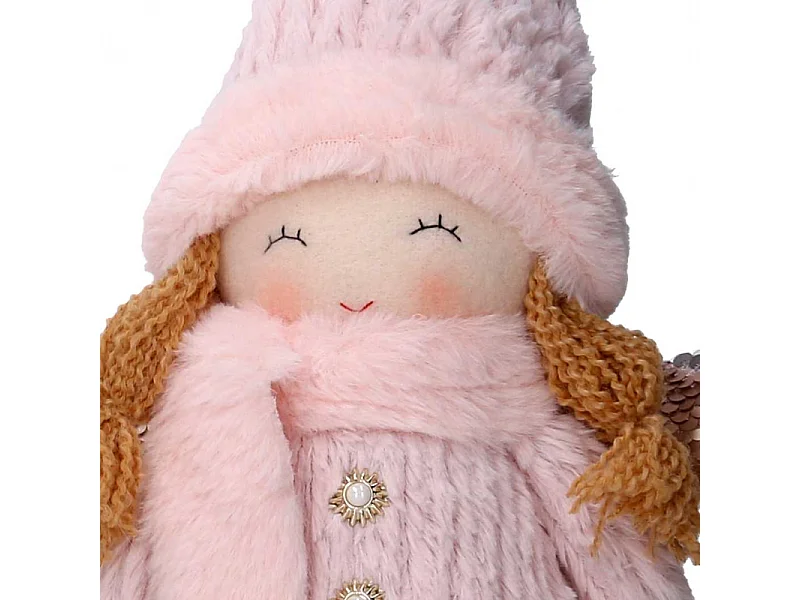 Angelo tessuto rosa seduto cm 24x12h30