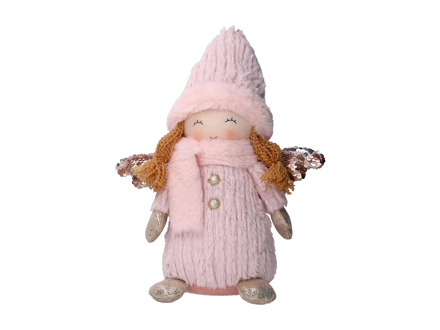 Angelo tessuto rosa seduto cm 24x12h30