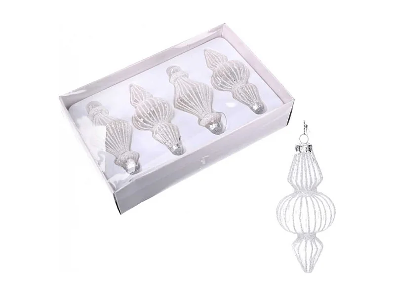 Sfera vetro confezione 4pz bianco cm 27,5x17,5h6,5