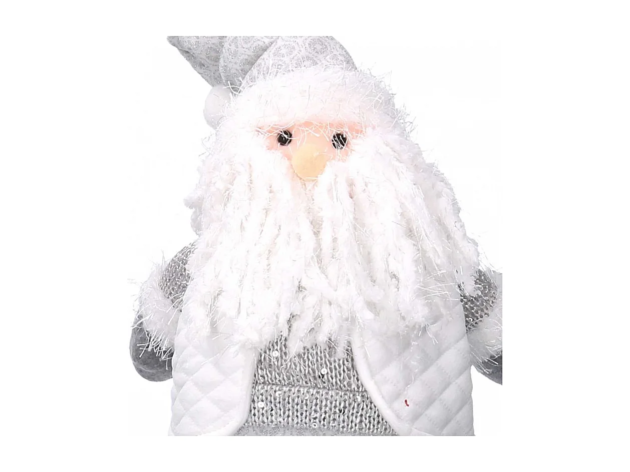 Babbo natale tessuto bianco grigio con gambe telescopiche cm 13x9h33/56