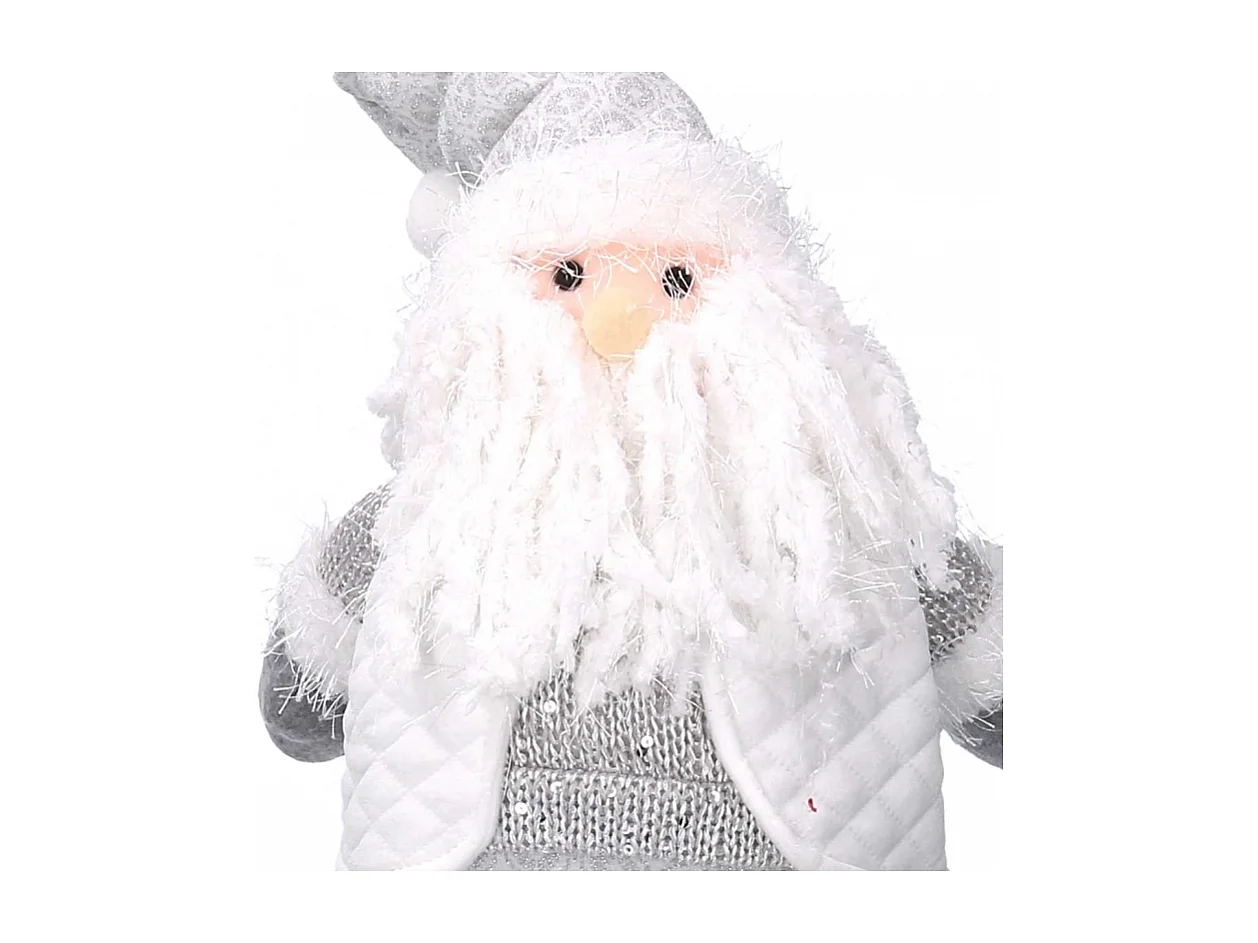 Babbo natale tessuto bianco grigio con gambe telescopiche cm 13x9h33/56
