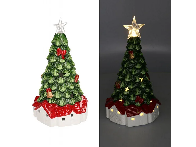 Albero ceramica verde con led cm 16x15,5h30,5