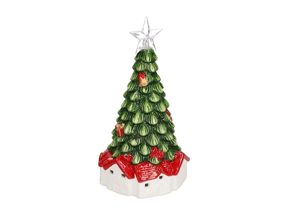 Albero ceramica verde con led cm 16x15,5h30,5