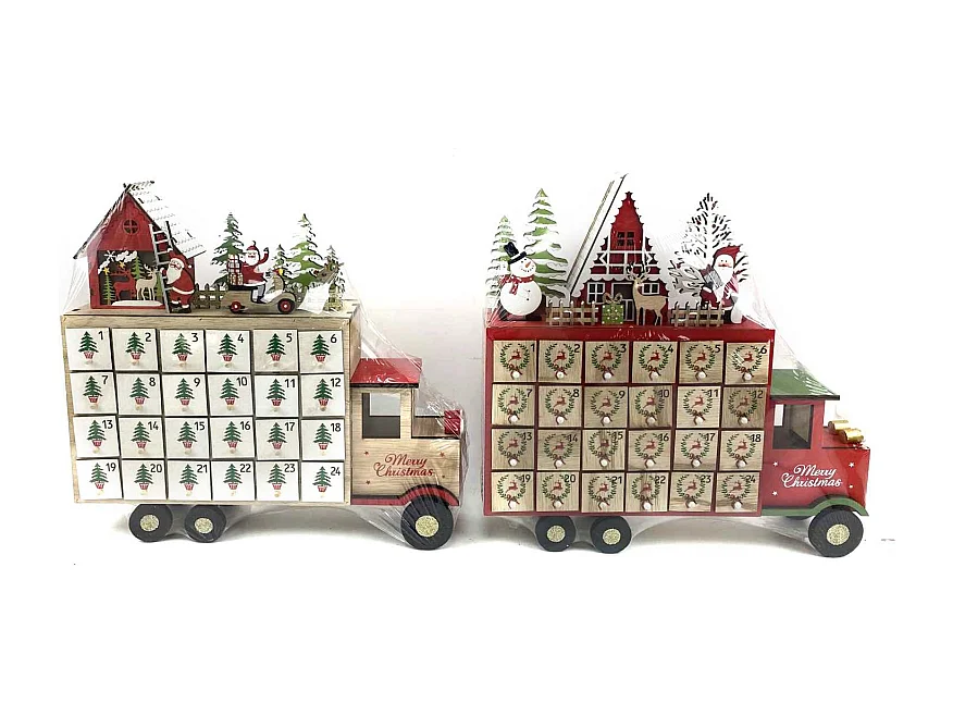 Calendario legno led furgone rosso cm 32x7h32