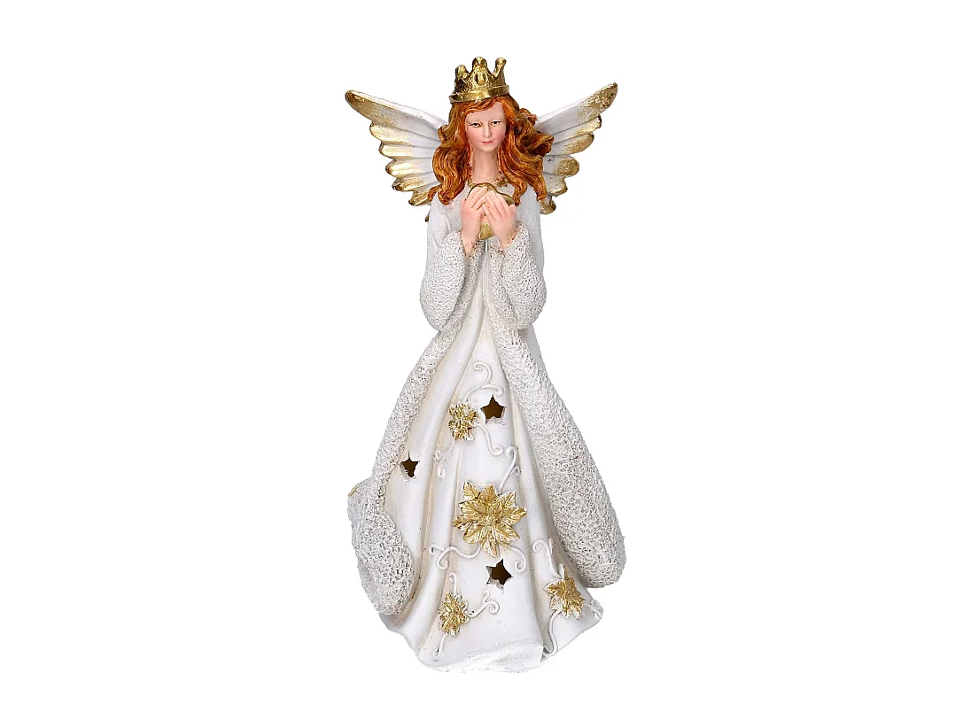 Angelo resina oro con led cm 14,5x14,5h31