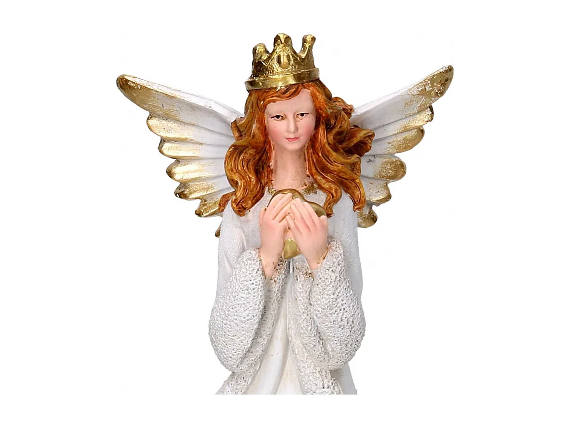 Angelo resina oro con led cm 14,5x14,5h31