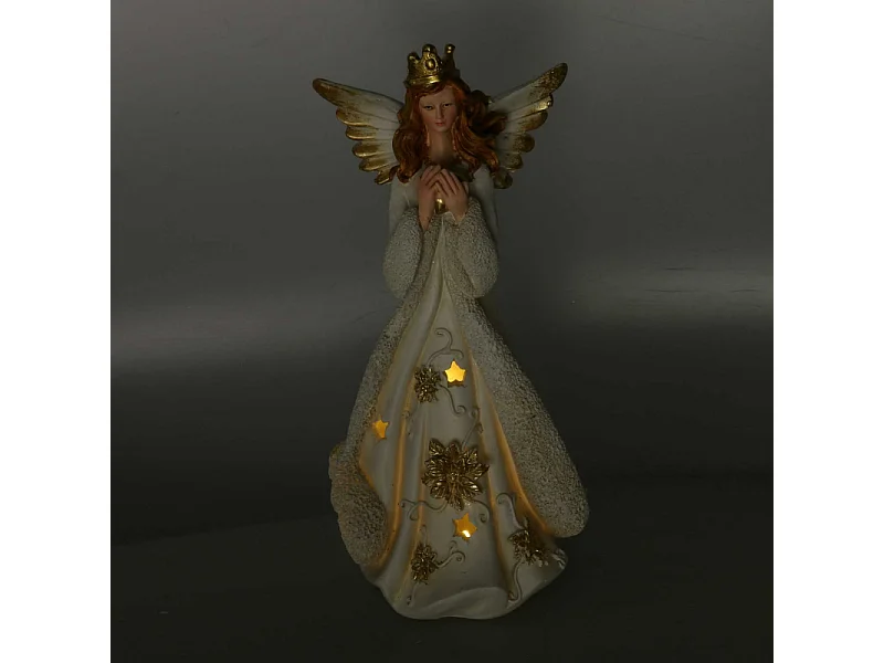 Angelo resina oro con led cm 14,5x14,5h31