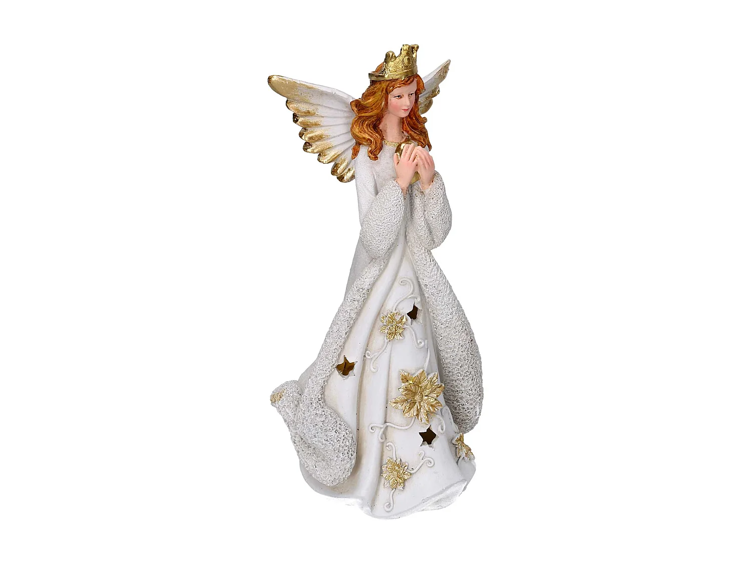 Angelo resina oro con led cm 14,5x14,5h31