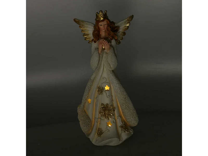 Angelo resina oro con led cm 14,5x14,5h31