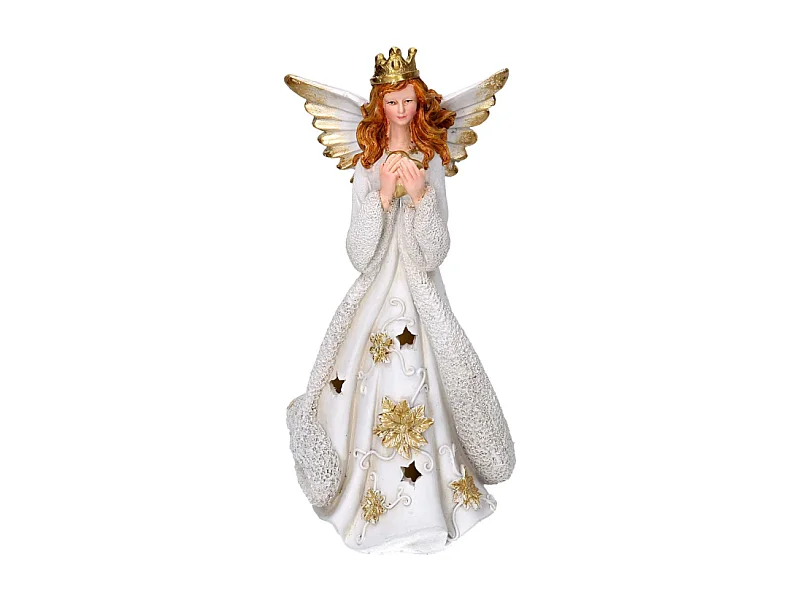 Angelo resina oro con led cm 14,5x14,5h31