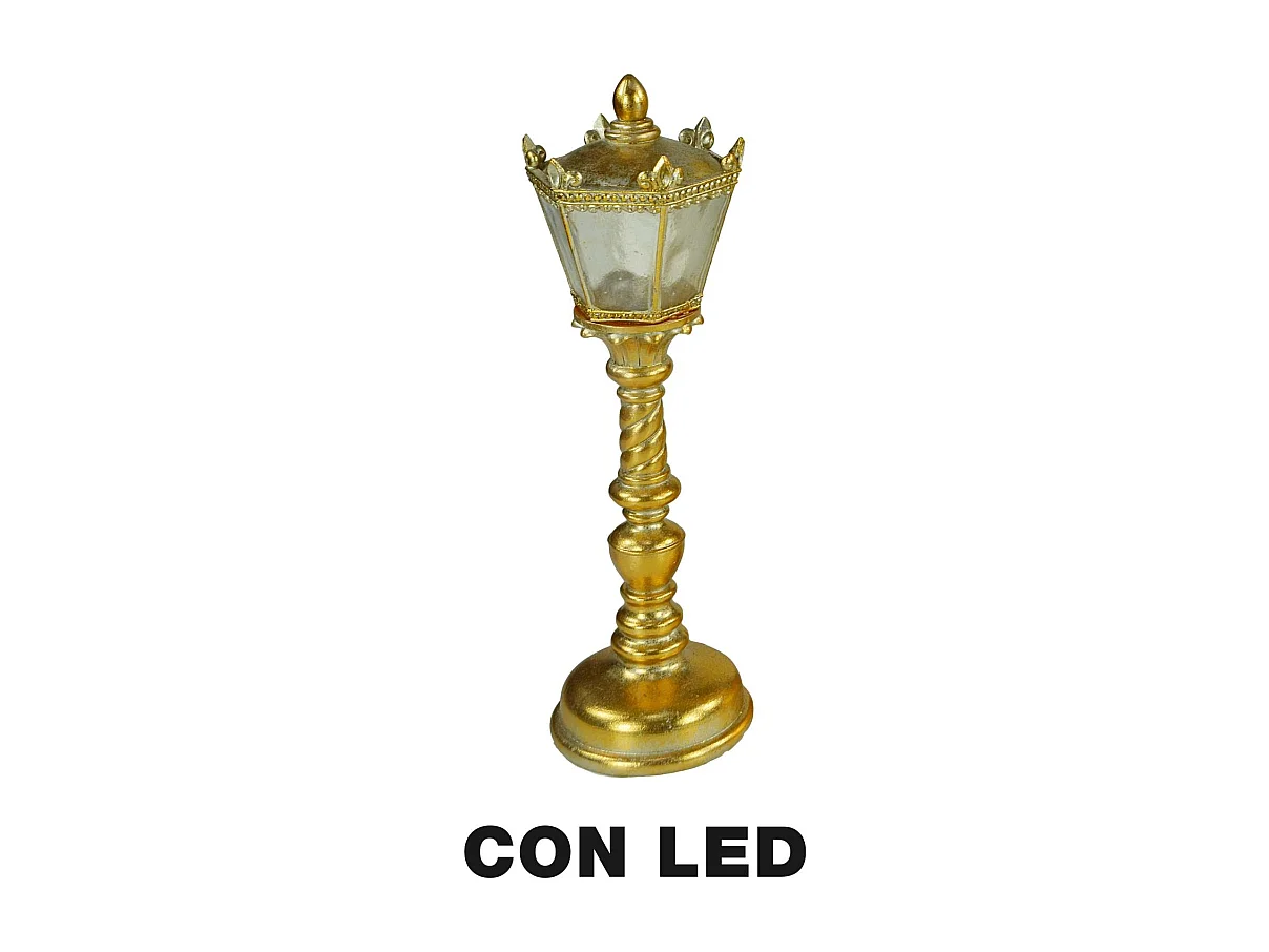 Lampione resina led oro cm 13x12,5h41,5