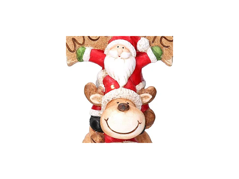 Babbo natale led resina con renna e pupazzo cm 27,5x20h48