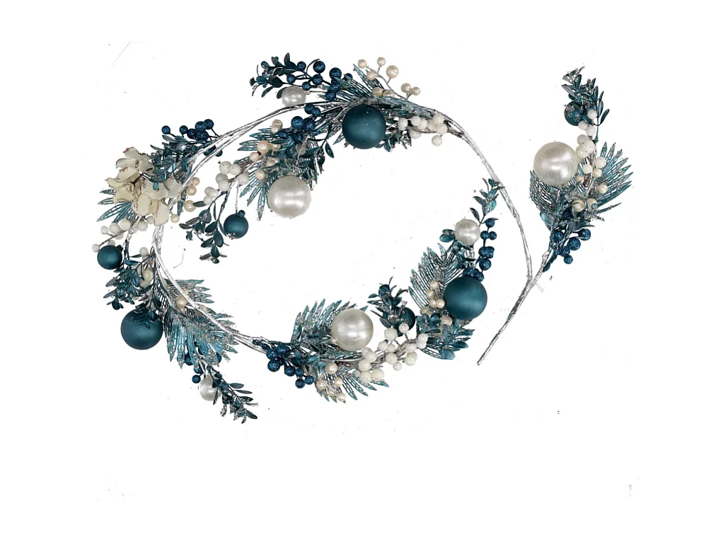 Festone plastica sfere bianco e blu cm 125